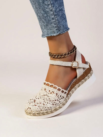 Lila | Crochet Flatform Sandals with Ankle Buckle