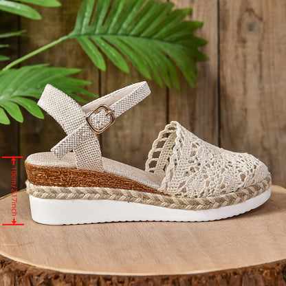Lila | Crochet Flatform Sandals with Ankle Strap