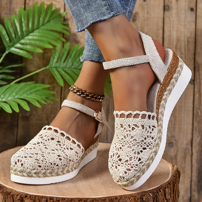 Lila | Crochet Flatform Sandals with Ankle Strap