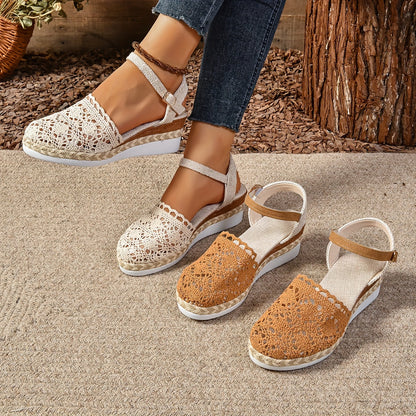 Lila | Crochet Flatform Sandals with Ankle Strap