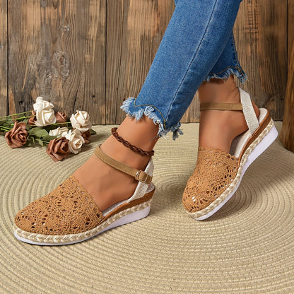 Lila | Crochet Flatform Sandals with Ankle Strap