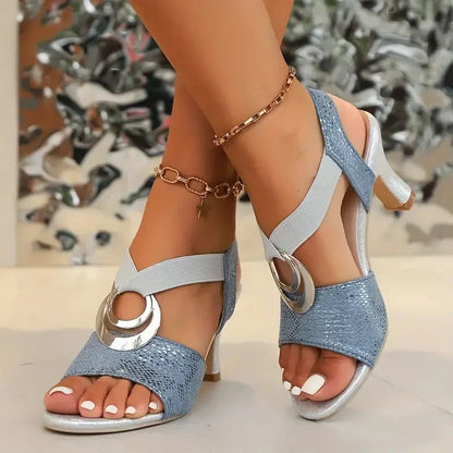 Lila | Chic Cross-Strap Heels with Ring Detail