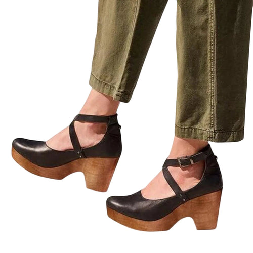 Lena | Cross-Strap Platform Block Heels