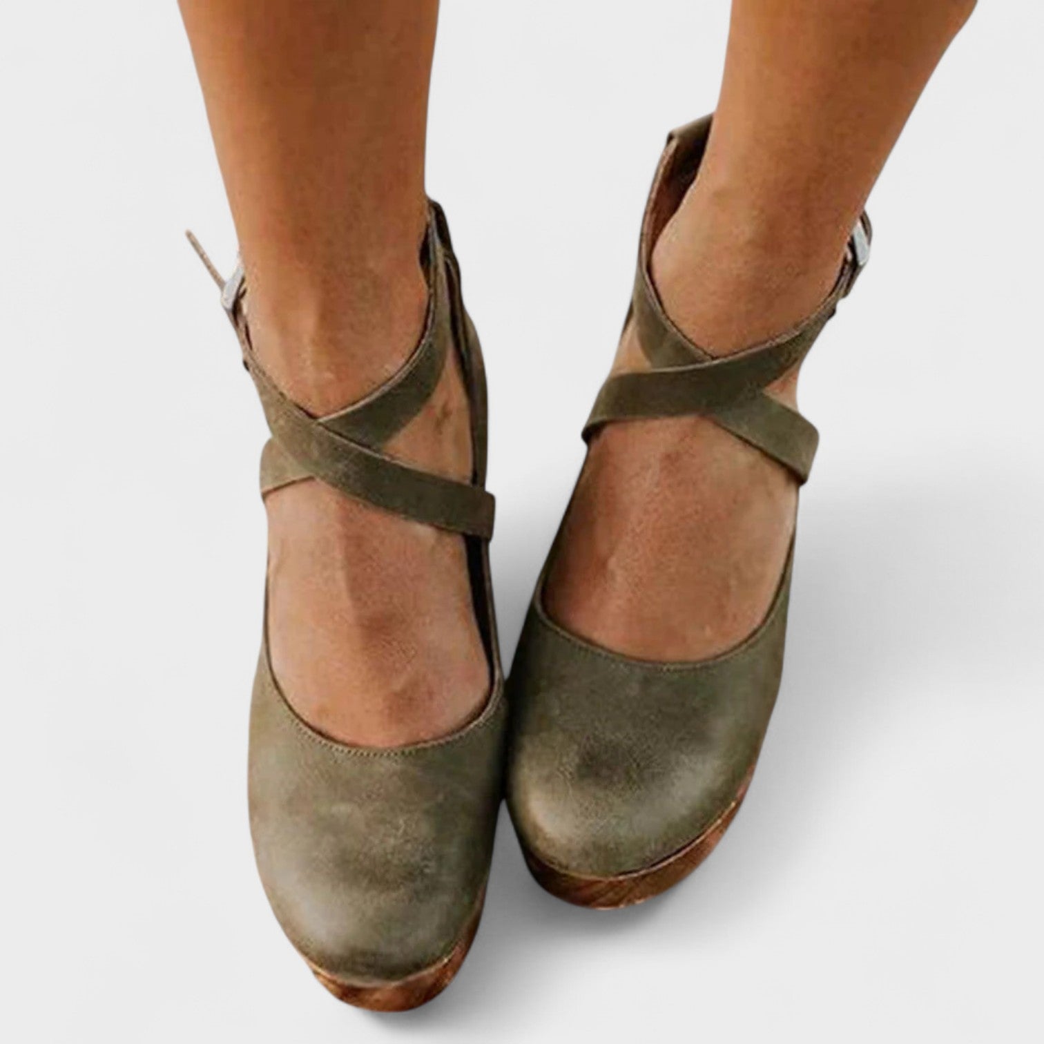 Lena | Cross-Strap Platform Block Heels