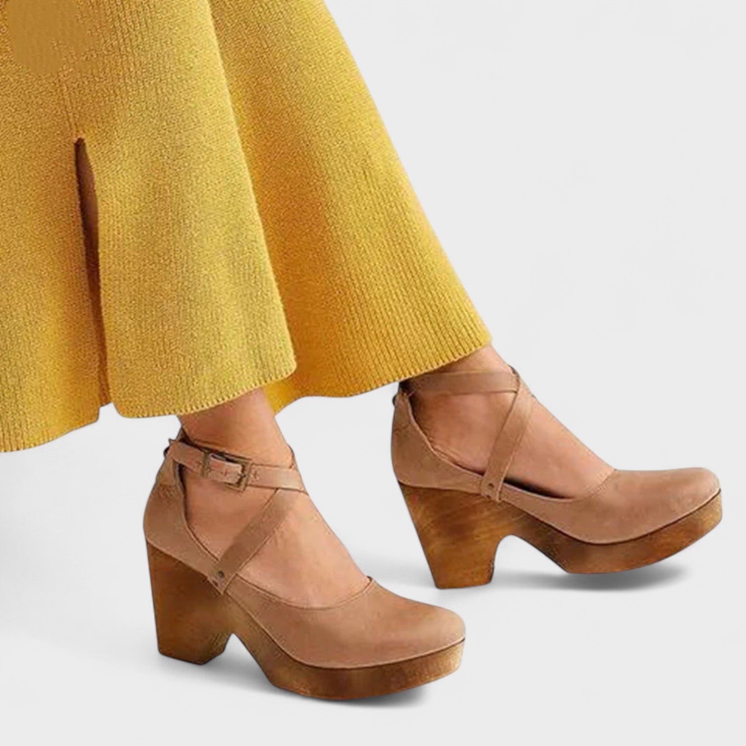 Lena | Cross-Strap Platform Block Heels