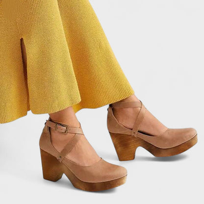 Lena | Cross-Strap Platform Block Heels