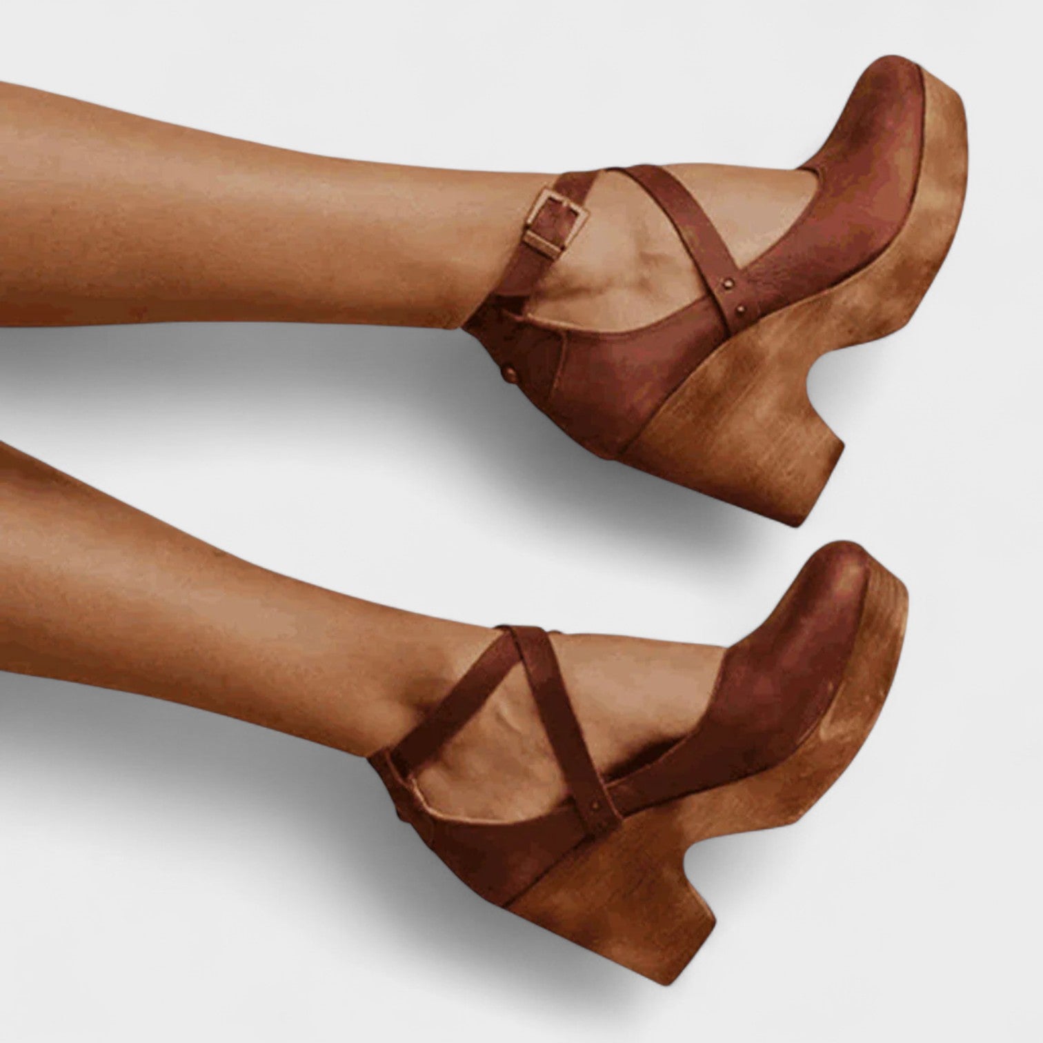 Lena | Cross-Strap Platform Block Heels