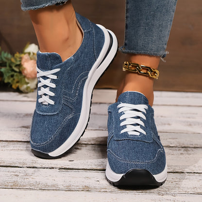 Luna | Denim Lace-Up Sneakers