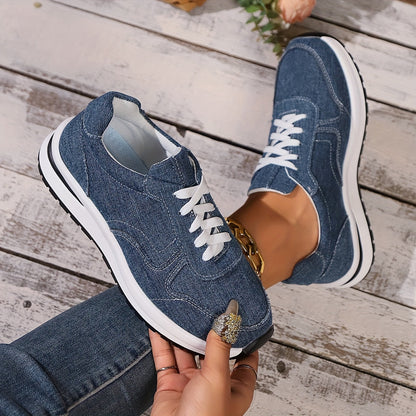Luna | Denim Lace-Up Sneakers