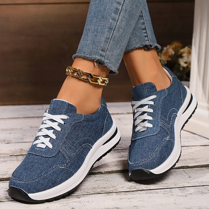 Luna | Denim Lace-Up Sneakers
