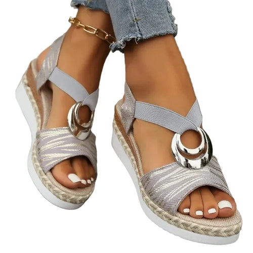 Lila | Metallic Hardware Espadrille Platform Sandals