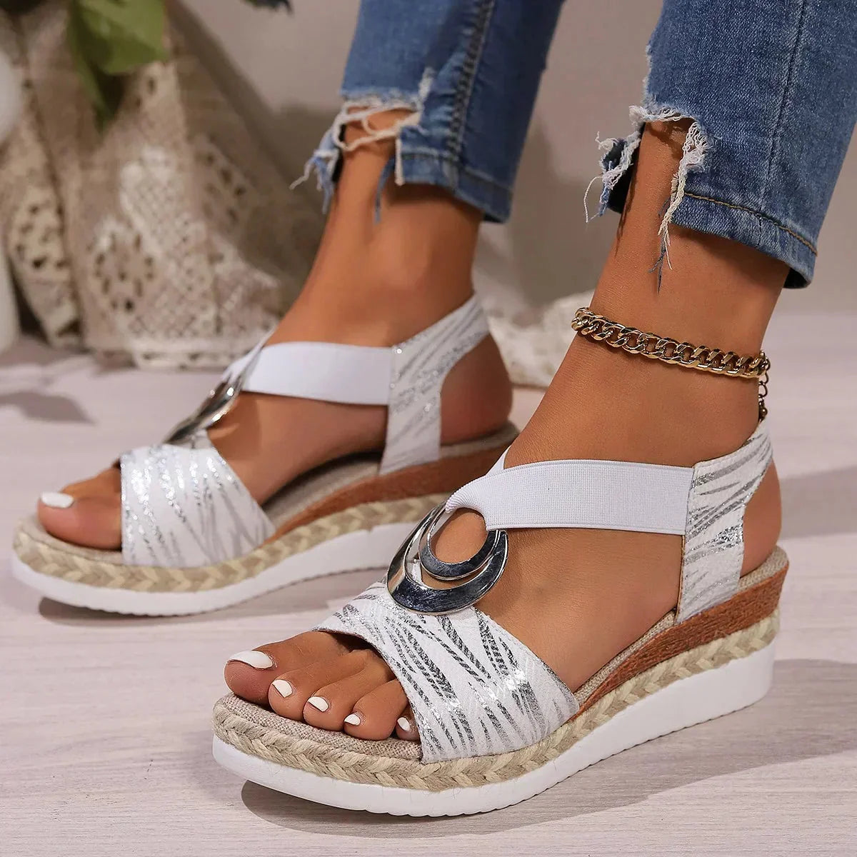 Lila | Metallic Hardware Espadrille Platform Sandals