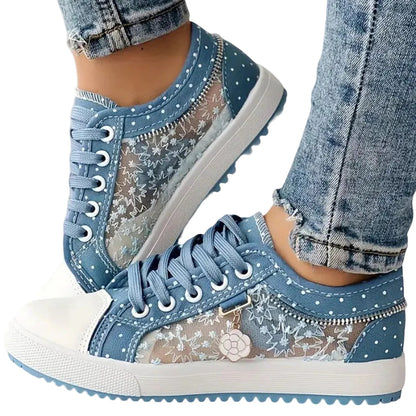 Lila | Floral Lace Mesh Panel Sneakers