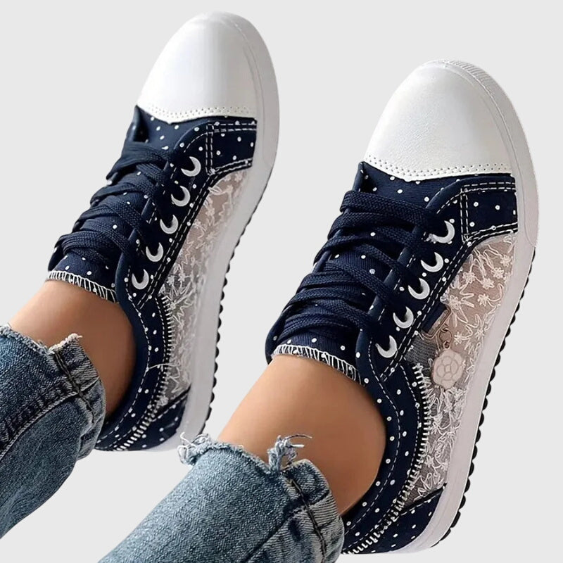 Lila | Floral Lace Mesh Panel Sneakers