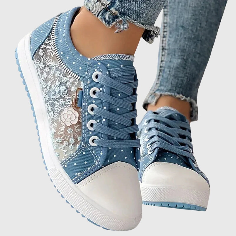 Lila | Floral Lace Mesh Panel Sneakers
