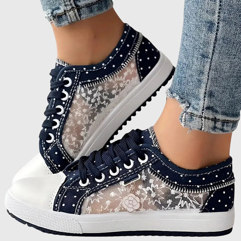 Lila | Floral Lace Mesh Panel Sneakers