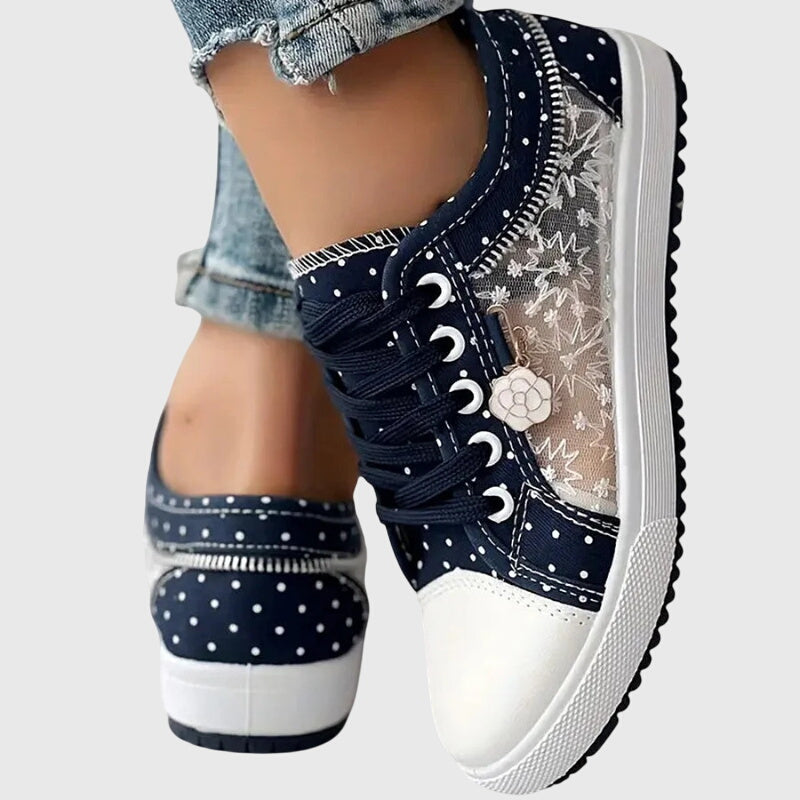 Lila | Floral Lace Mesh Panel Sneakers