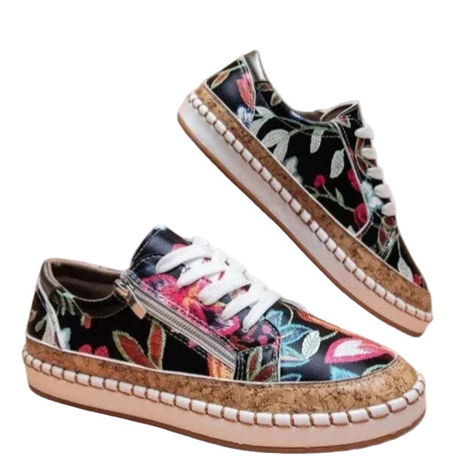 Lila | Floral Lace-Up Espadrille Sneakers