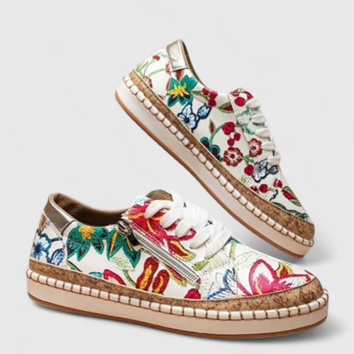 Lila | Floral Lace-Up Espadrille Sneakers