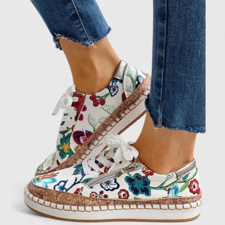 Lila | Floral Lace-Up Espadrille Sneakers