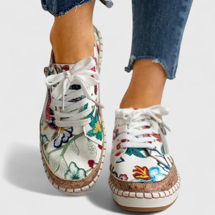 Lila | Floral Lace-Up Espadrille Sneakers