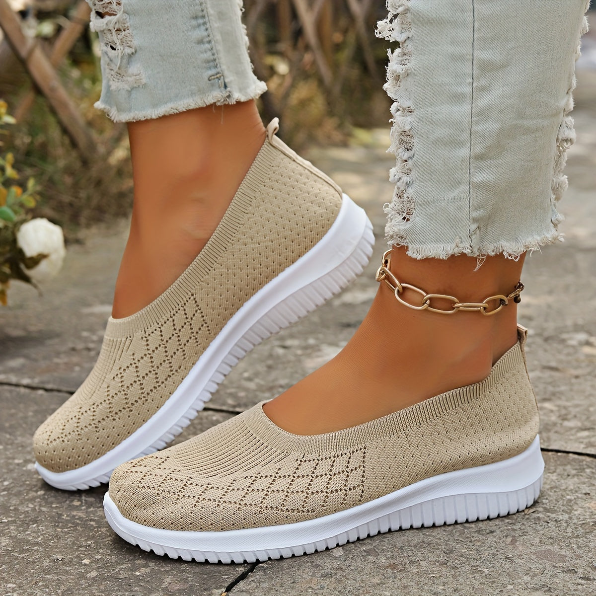 Lila | Chic Knit Slip-On Flats