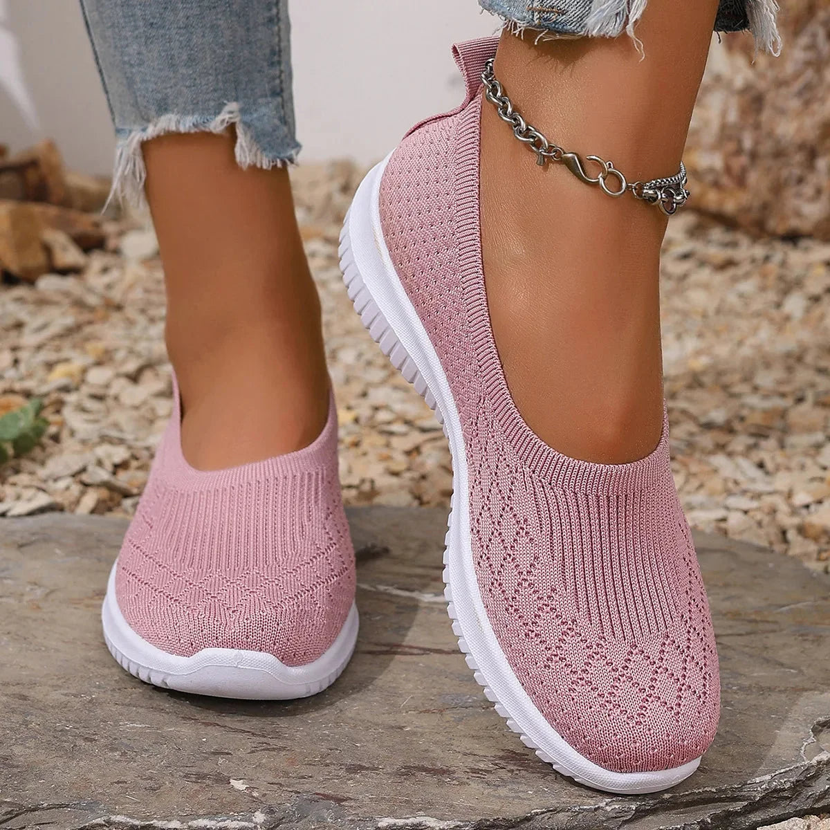 Lila | Chic Knit Slip-On Flats