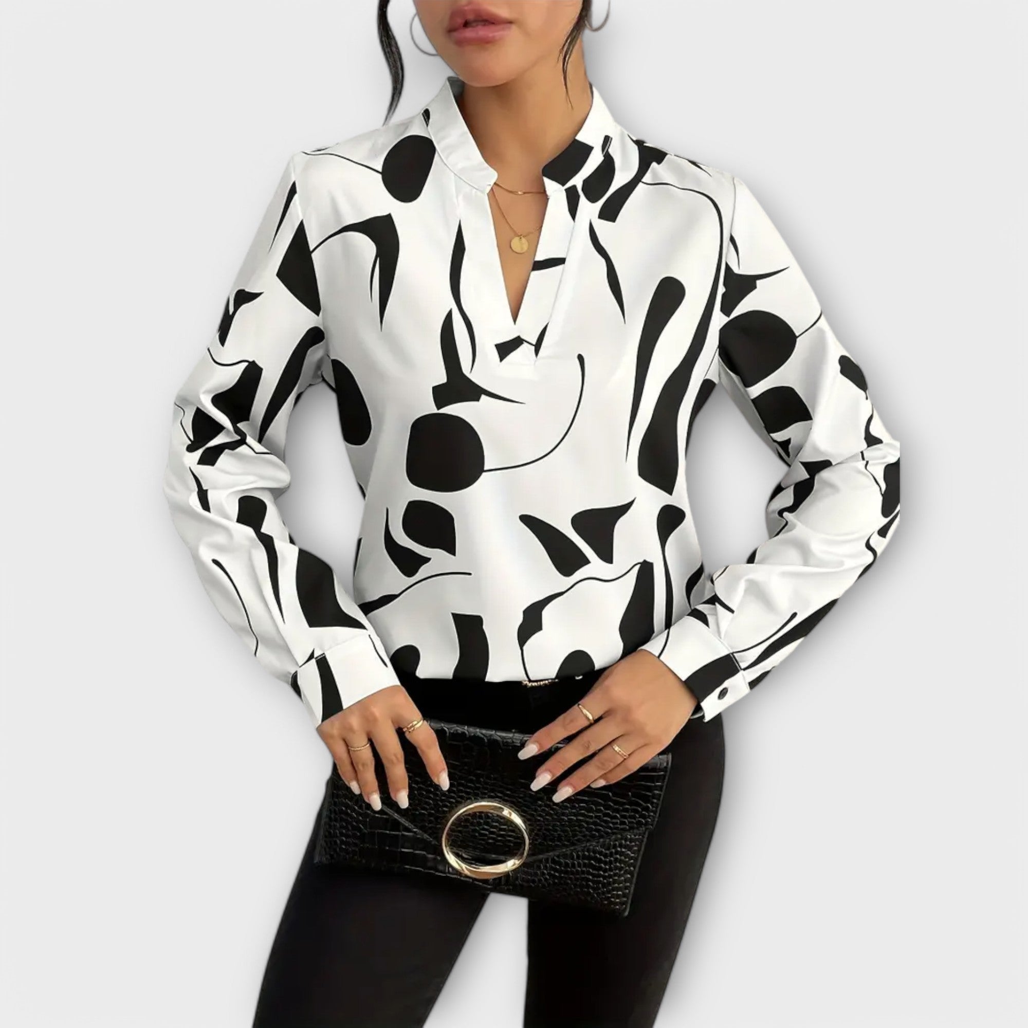 Lila | Abstract Print V-Neck Blouse