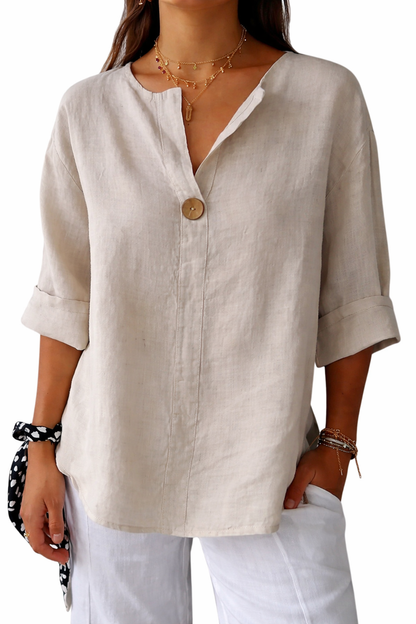 Lena | Elegant Long Sleeve Split Neck Blouse