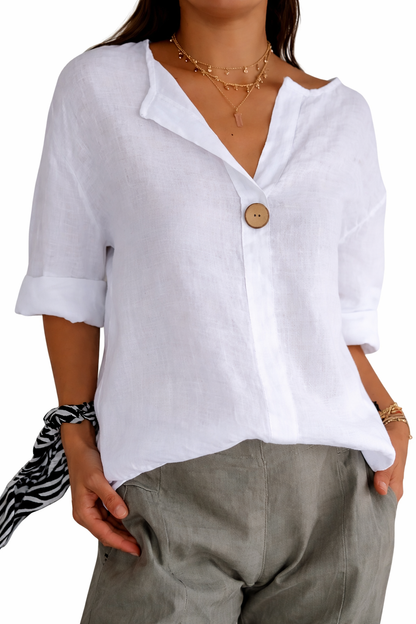 Lena | Elegant Long Sleeve Split Neck Blouse