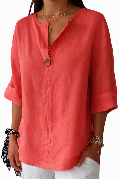 Lena | Elegant Long Sleeve Split Neck Blouse