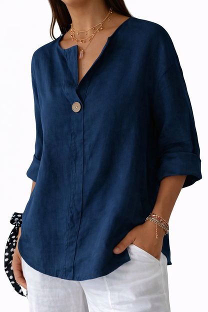 Lena | Elegant Long Sleeve Split Neck Blouse