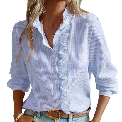 Lila | Textured Ruffle Trim Blouse