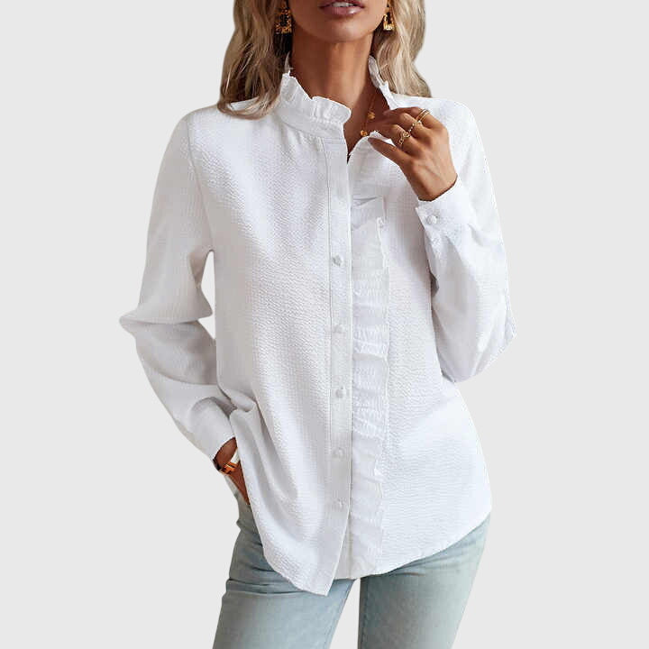 Lila | Textured Ruffle Trim Blouse