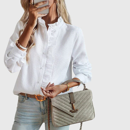 Lila | Textured Ruffle Trim Blouse