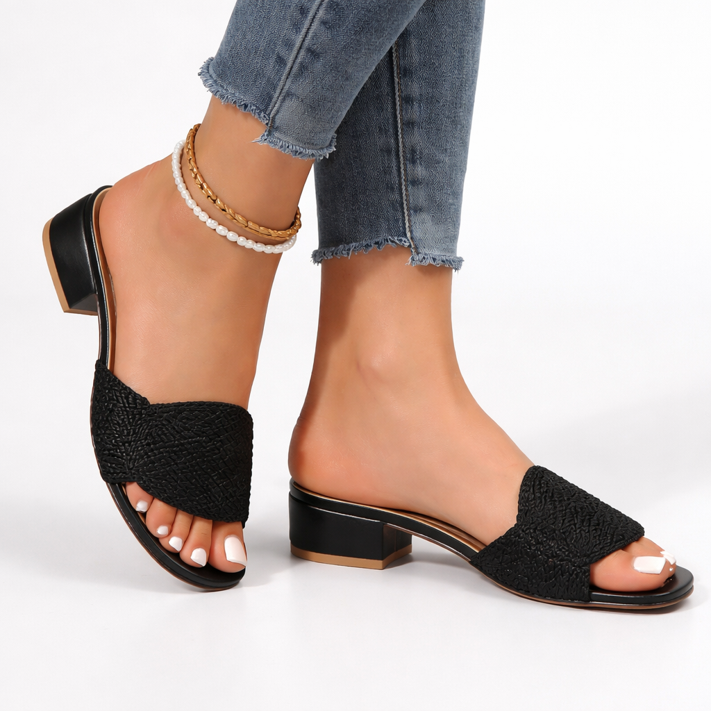 Lila | Chic Low Block Heel Open Toe Mules