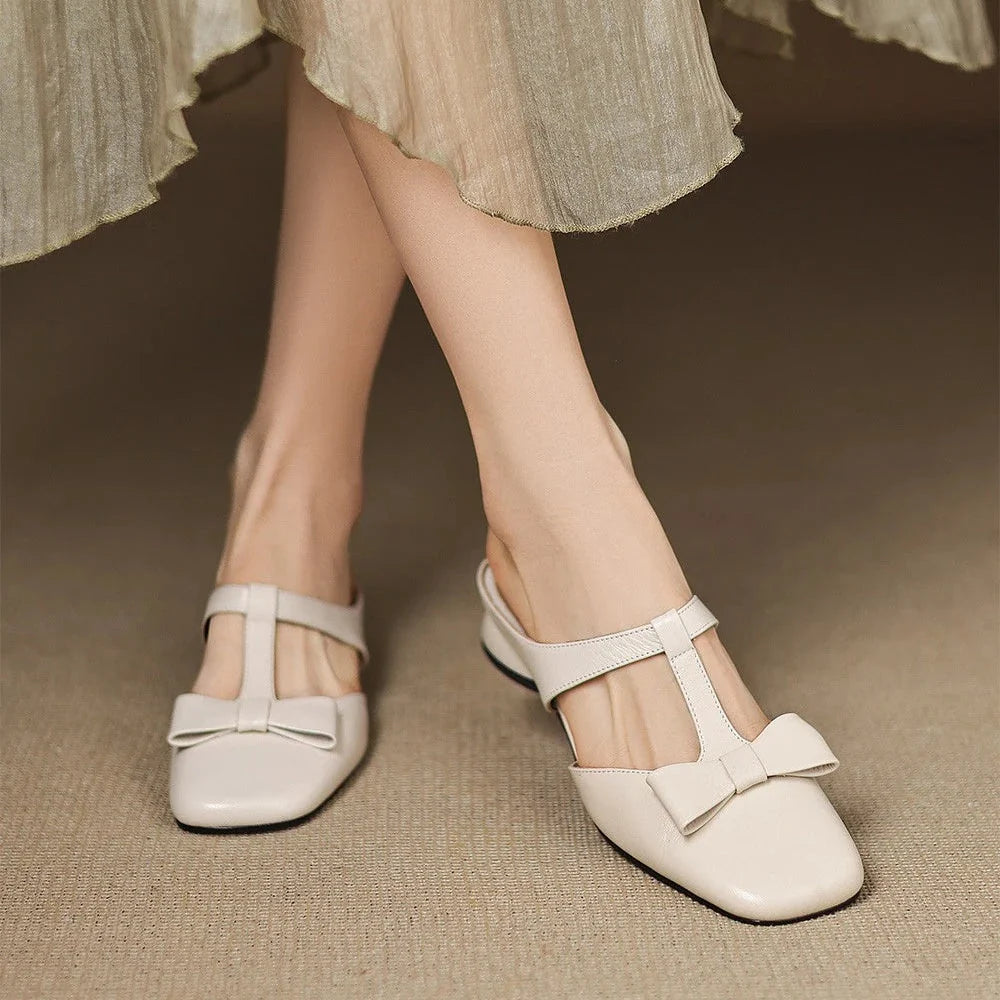 Lena | Chic Low Block Heel T-Strap Sandal