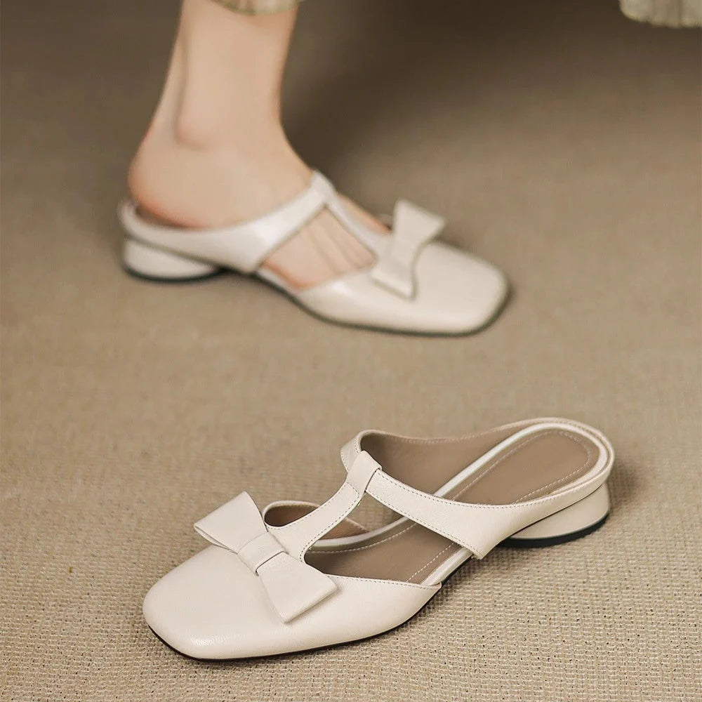 Lena | Chic Low Block Heel T-Strap Sandal