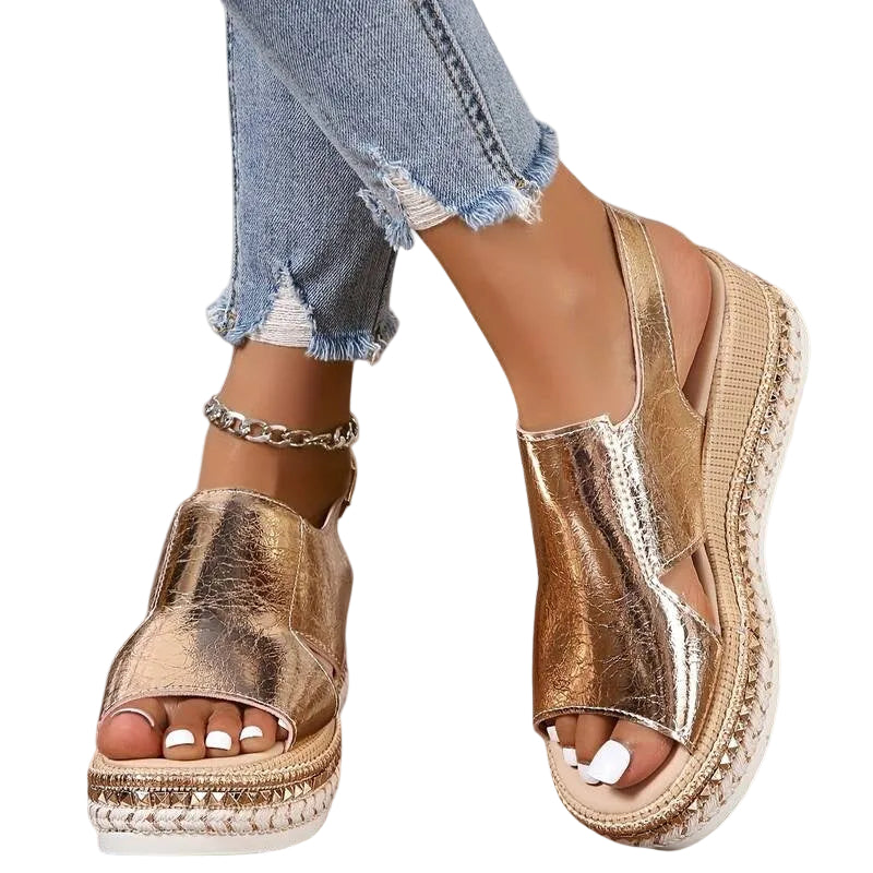 Lila | Metallic Espadrille Platform Sandals