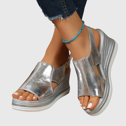 Lila | Metallic Espadrille Platform Sandals