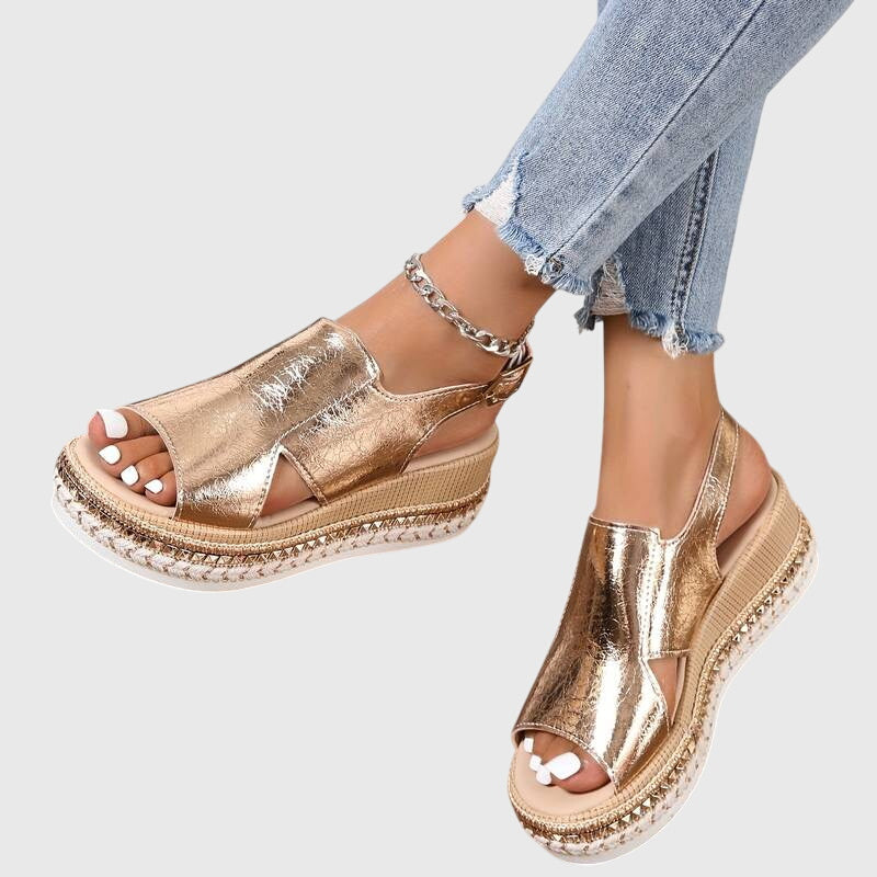 Lila | Metallic Espadrille Platform Sandals
