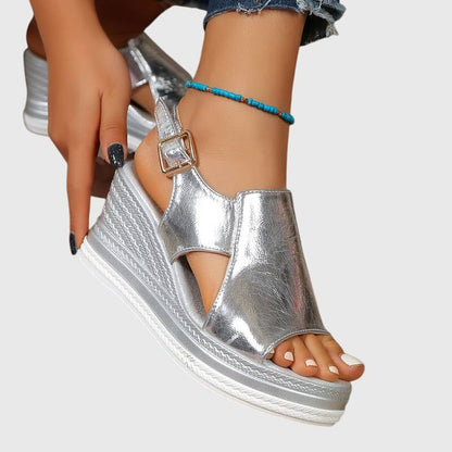 Lila | Metallic Espadrille Platform Sandals