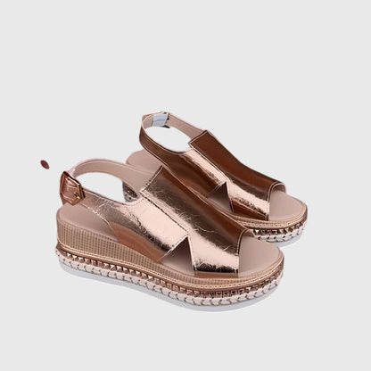 Lila | Metallic Espadrille Platform Sandals