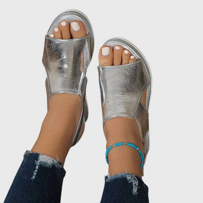 Lila | Metallic Espadrille Platform Sandals