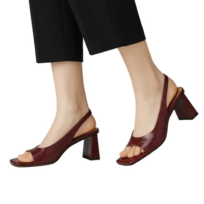 Lila | Mid Block Heel Square Toe Slingback Pump