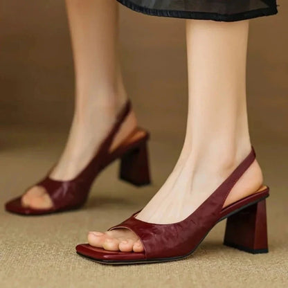 Lila | Mid Block Heel Square Toe Slingback Pump