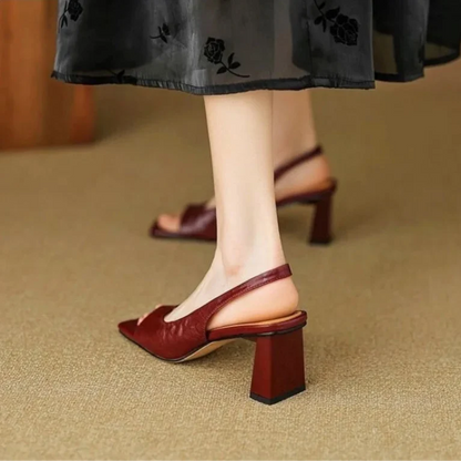 Lila | Mid Block Heel Square Toe Slingback Pump