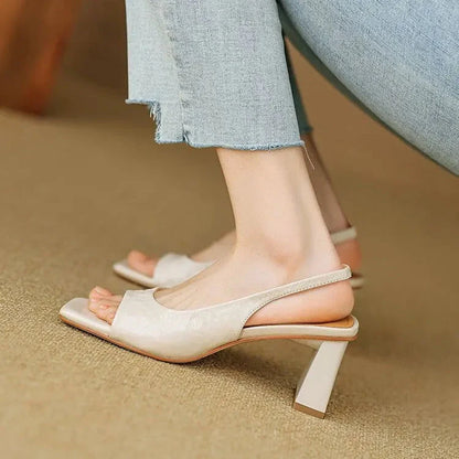 Lila | Mid Block Heel Square Toe Slingback Pump