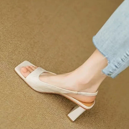 Lila | Mid Block Heel Square Toe Slingback Pump
