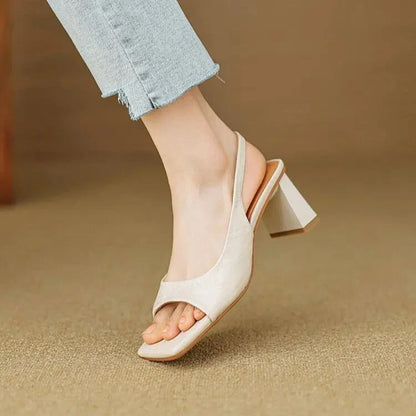 Lila | Mid Block Heel Square Toe Slingback Pump